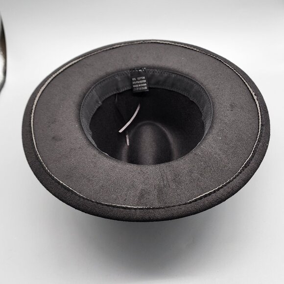 EINSKEY Womens Black Felt Fedora Hat Wide Brim Western Style New - Picture 10 of 12